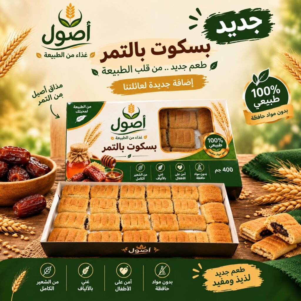 بسكويت التمر بالشعير الصحي  - أصول 400 جم